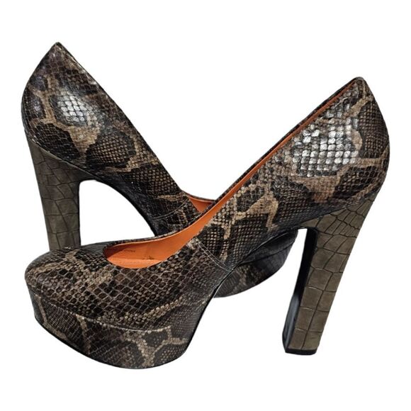 SOLD!! VIA SPIGA Snakeprint Leather Platform Heels - Size 7 - Picture 3 of 9